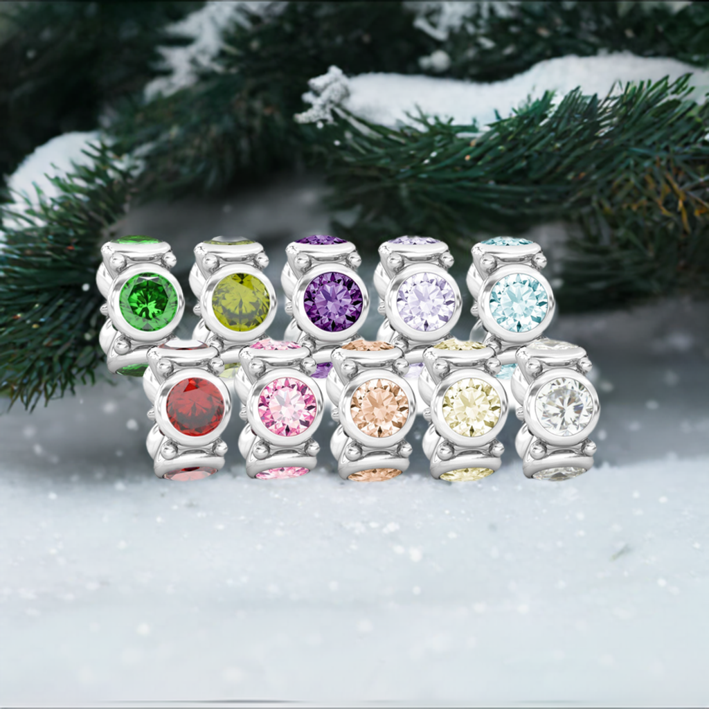 Round CZ Lights Bead Charm - Clear White