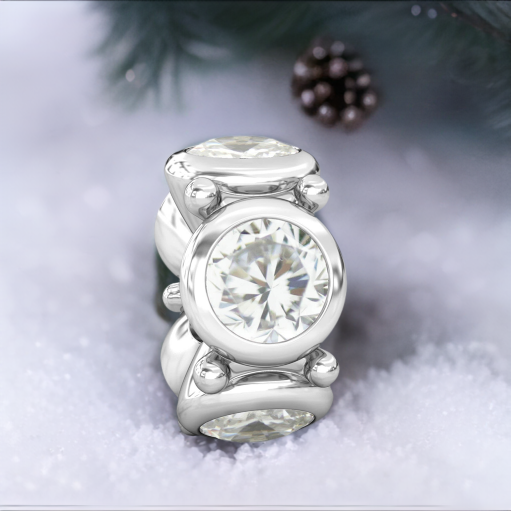 Round CZ Lights Bead Charm - Clear White