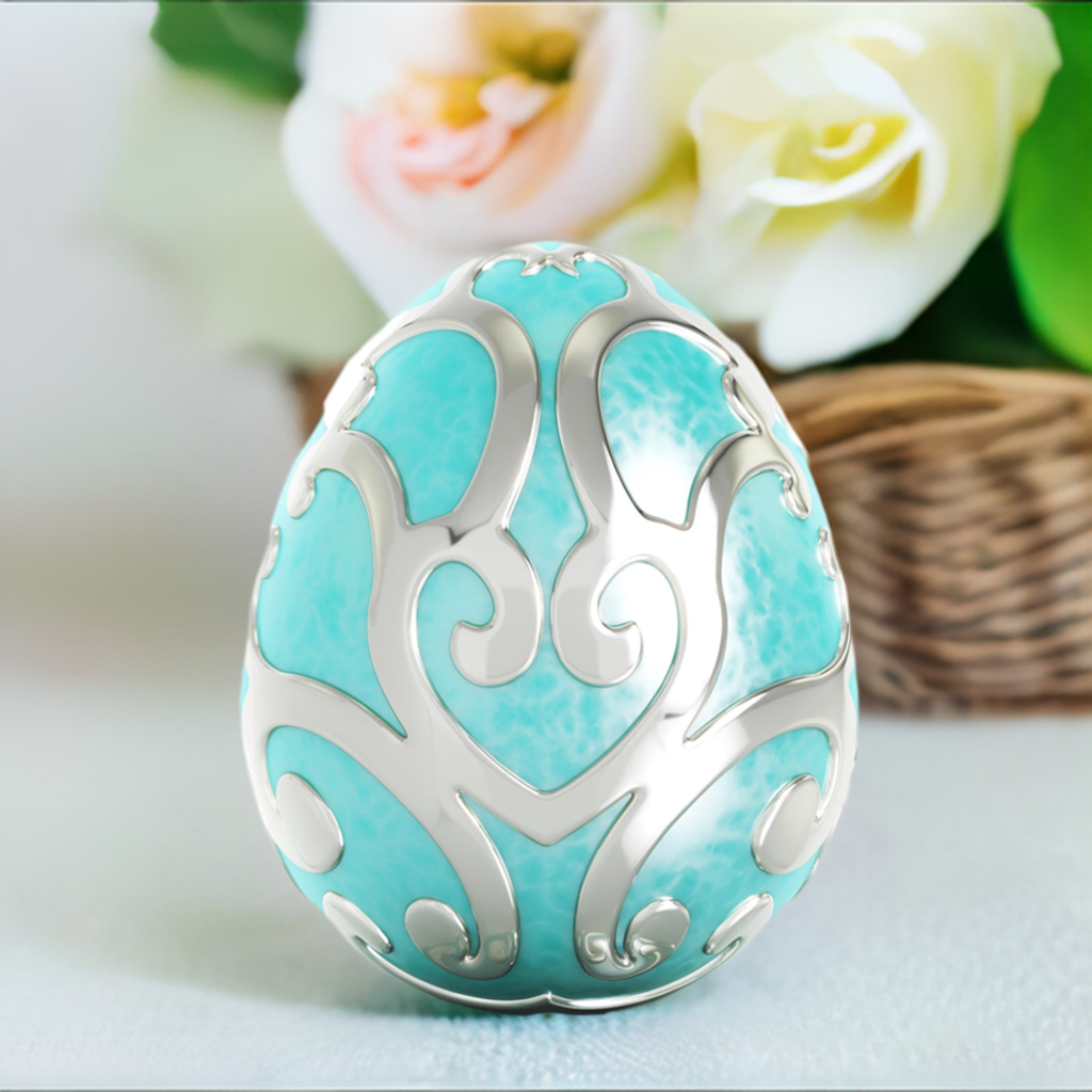 Easter Egg Filigree Luxe Color™ Enamel Bead Charm - Aqua