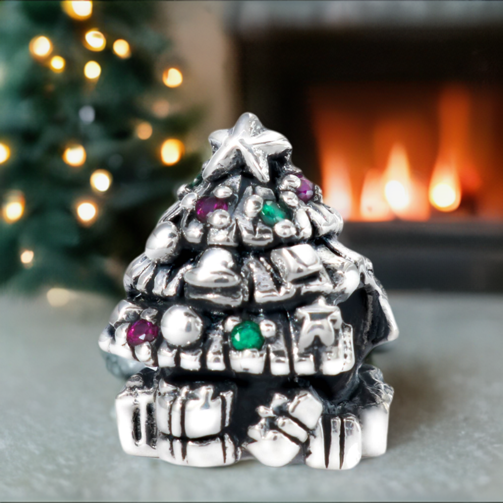 Christmas Tree with CZ Lights Bead Charm