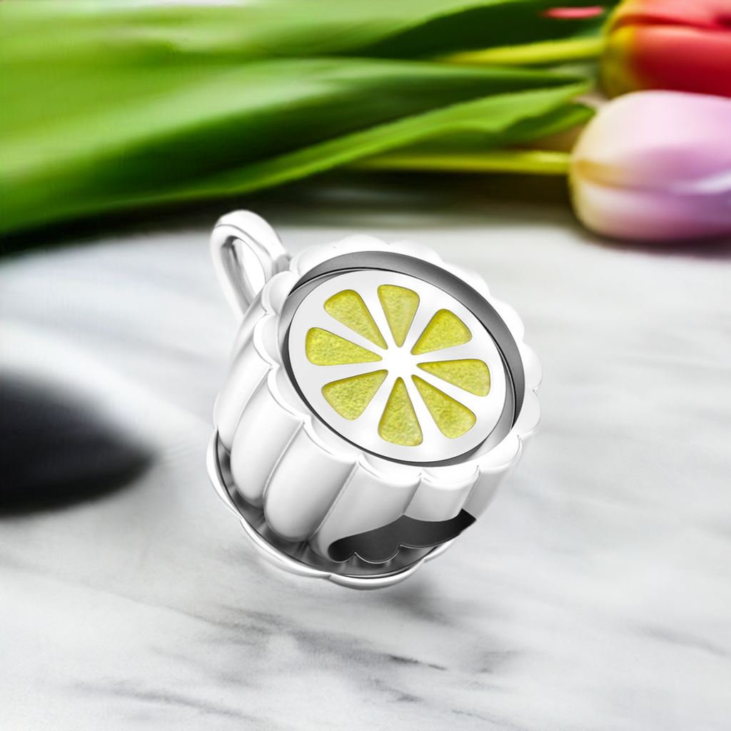 Tea Party Teacup Luxe Color™ Enamel Bead Charm - Lemon Tea