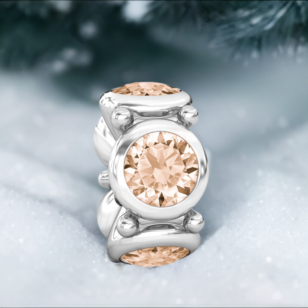 Round CZ Lights Bead Charm - Light Champagne