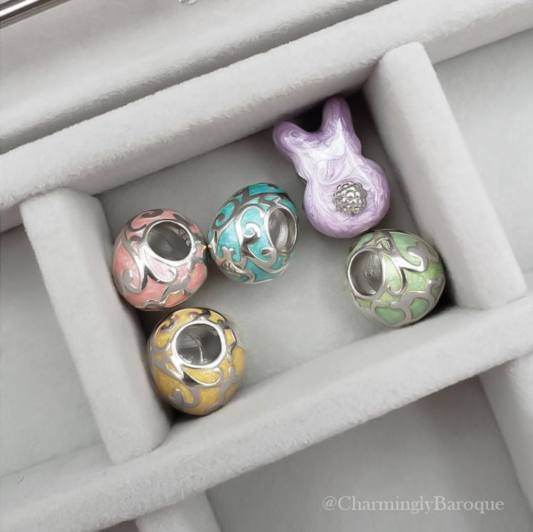 Easter Egg Filigree Luxe Color™ Enamel Bead Charm - Aqua