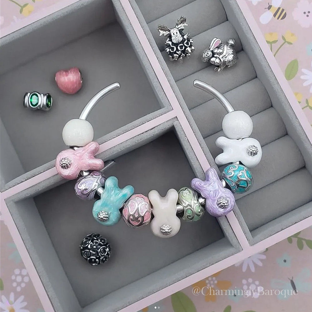 Bunny Butt Charm - Luxe Color™ Enamel Bead Charm - White