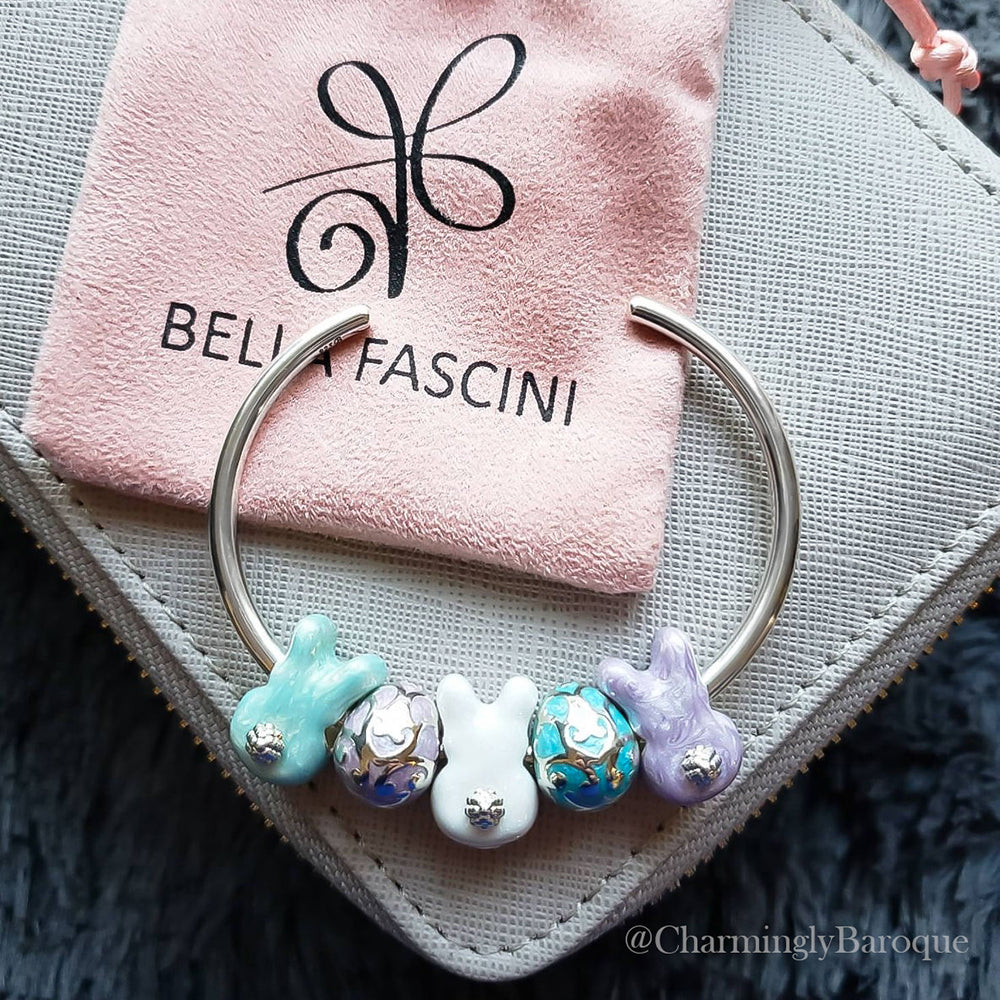 Bunny Butt Charm - Luxe Color™ Enamel Bead Charm - White