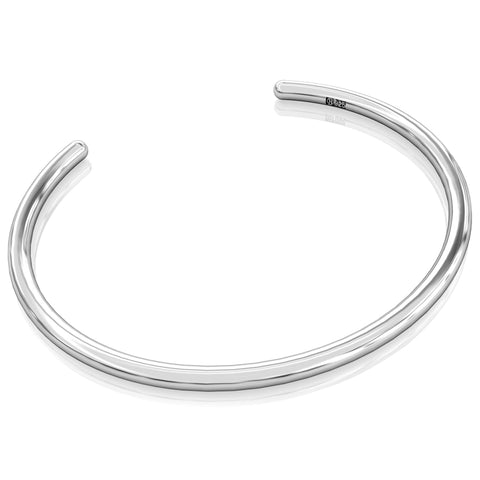 Cuff Bangle Charm Bracelet - Smooth Silver Style - Bella Fascini fits Pandora