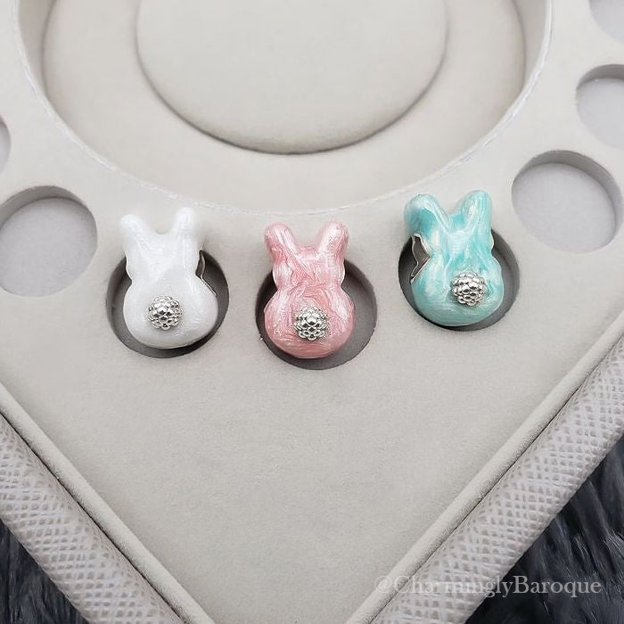 Bunny Butt Charm - Luxe Color™ Enamel Bead Charm - White