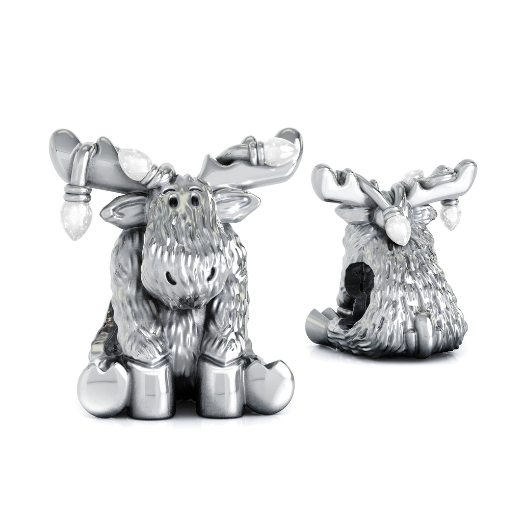 Christmas Moose String of Lights Luxe Color™ Enamel Bead Charm - WHITE SPARKLE