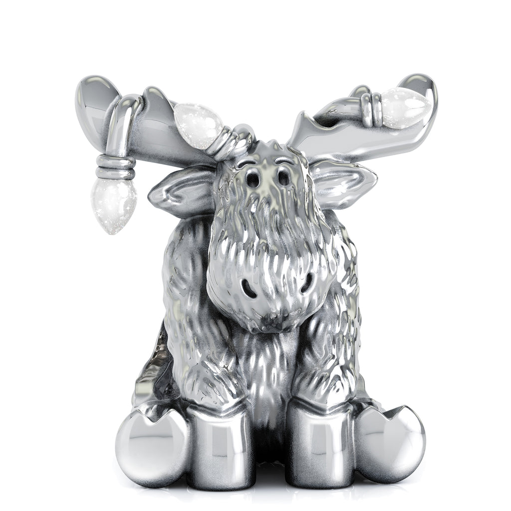 Christmas Moose String of Lights Luxe Color™ Enamel Bead Charm - WHITE SPARKLE