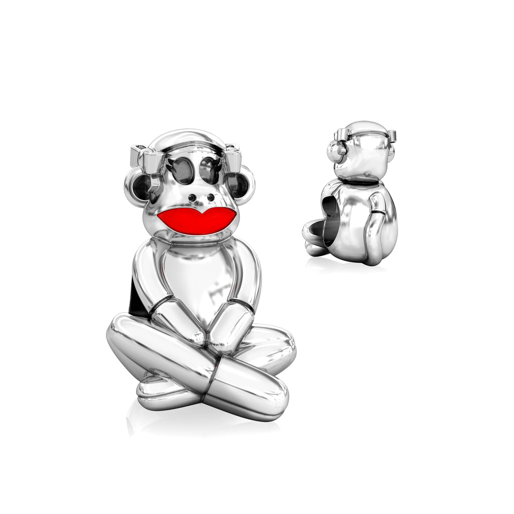 Sock Monkey Luxe Color™ Enamel Bead Charm - Girl - Bella Fascini fits Pandora
