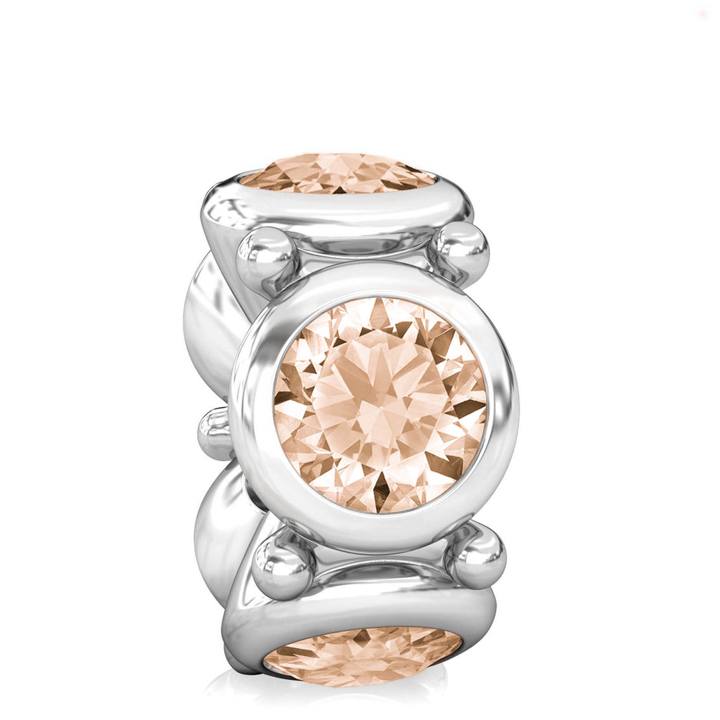NEW Round CZ Lights Bead Charm - Light Champagne - Bella Fascini fits Pandora