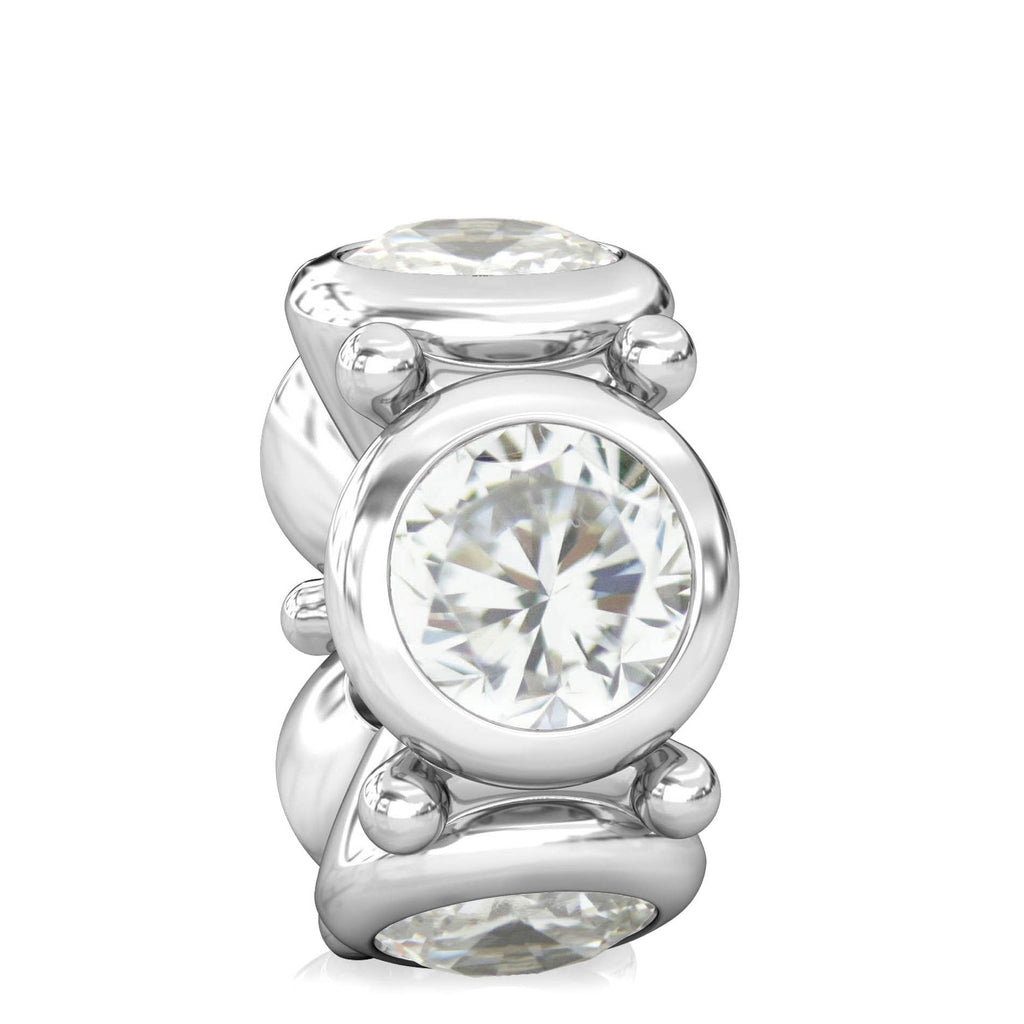 Round CZ Lights Bead Charm - Clear White - Bella Fascini fits Pandora