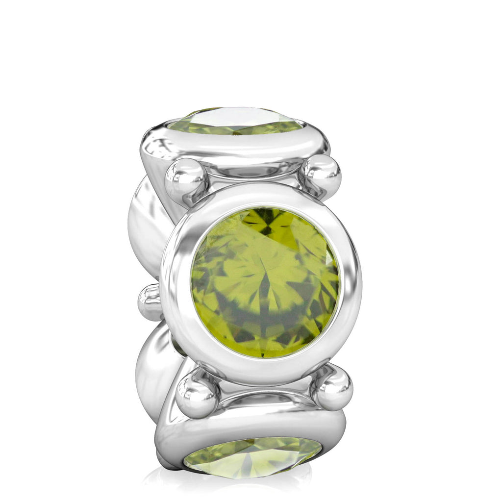 Round CZ Lights Bead Charm - Olivine Green - Bella Fascini fits Pandora