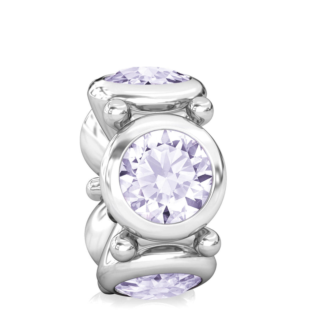 NEW Round CZ Lights Bead Charm - Light Amethyst Purple - Bella Fascini fits Pandora