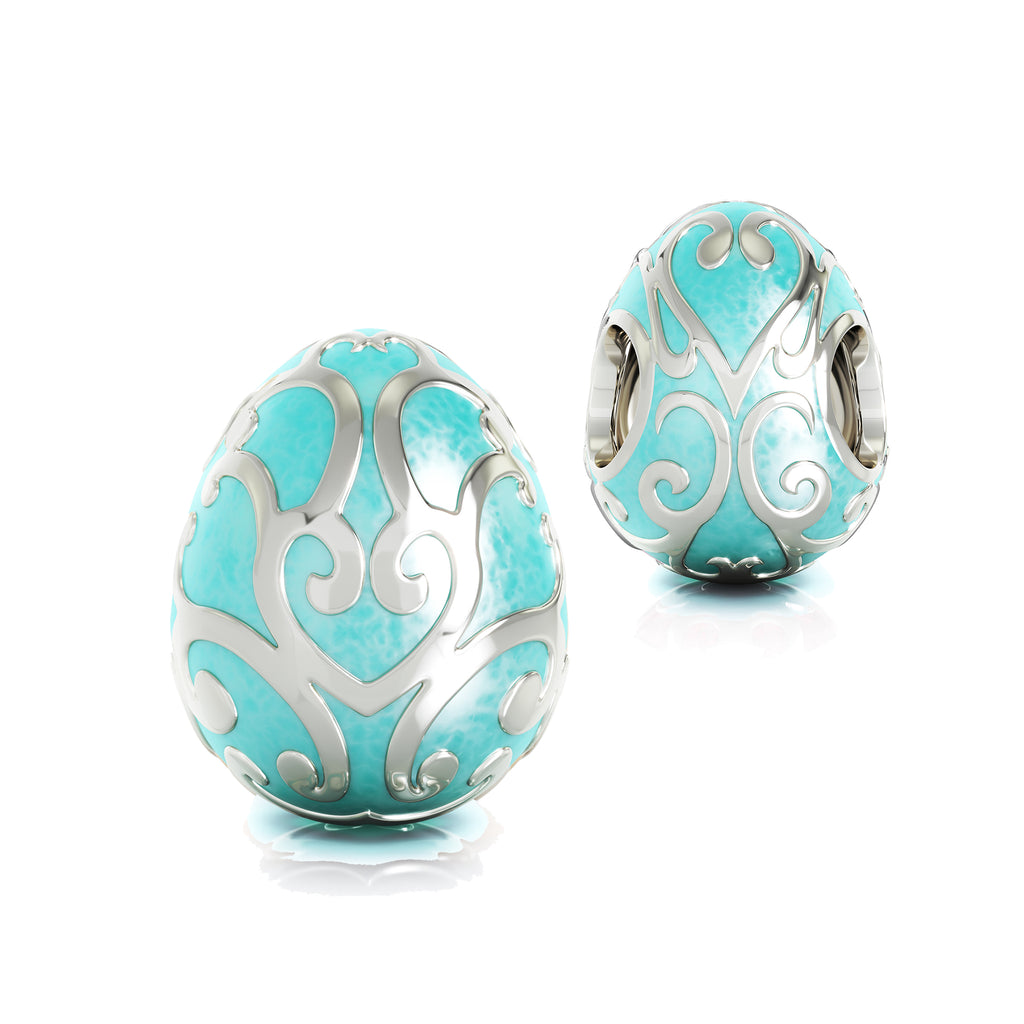 Easter Egg Filigree Luxe Color™ Enamel Bead Charm - Aqua