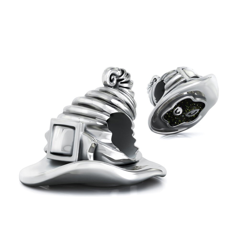 Halloween Witch Hat with Enamel Cat