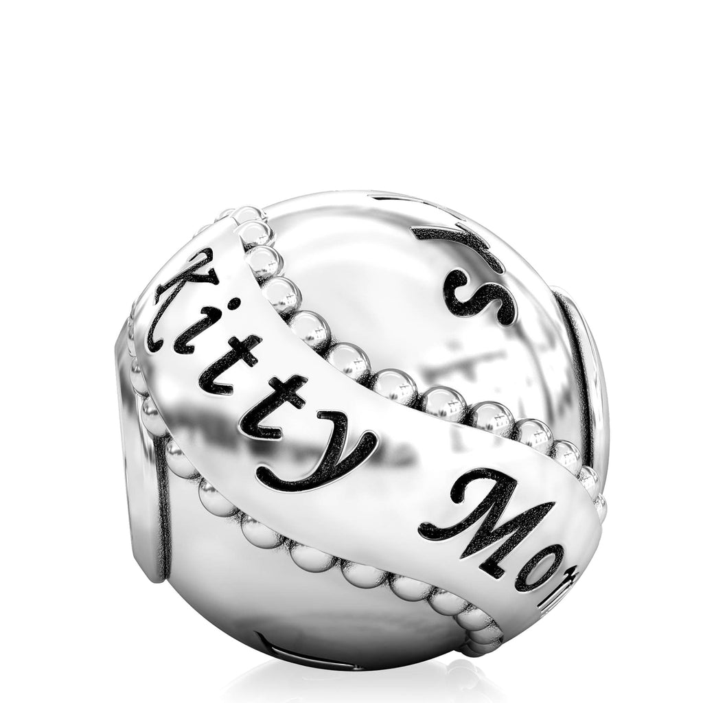 Animal Mommy Black Paw Luxe Color™ Enamel Bead Charm - Kitty Cat Mom - Bella Fascini fits Pandora