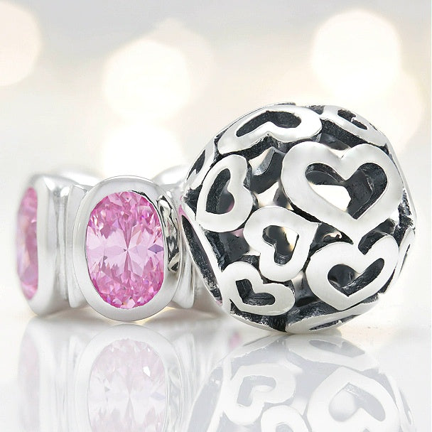 Open Hearts Bead Charm - Bella Fascini fits Pandora