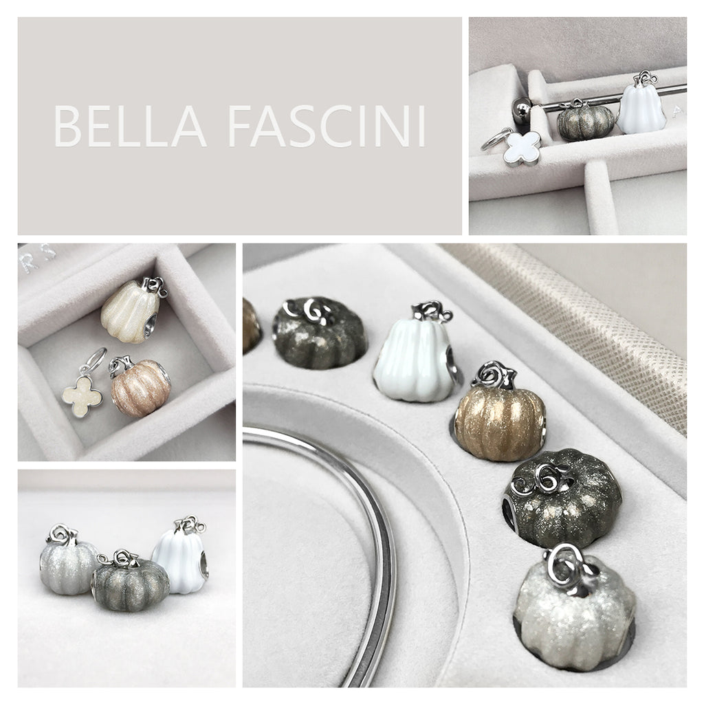 Quatrefoil Clover Dangle Charm 2-Sided Cream Sparkle Enamel