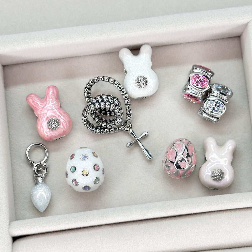 Oval CZ Lights Bead Charm - Pink