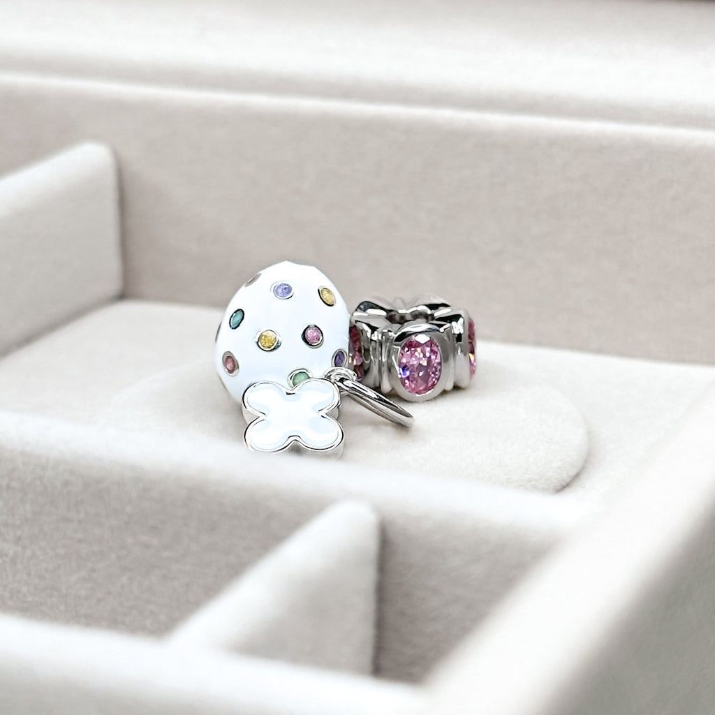 Oval CZ Lights Bead Charm - Pink