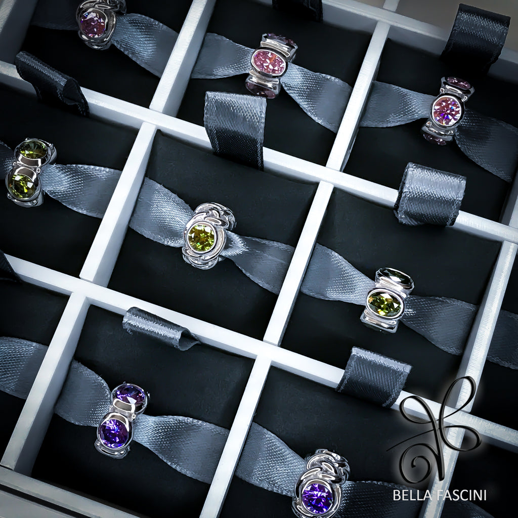 Round CZ Lights Bead Charm - Olivine Green - Bella Fascini fits Pandora