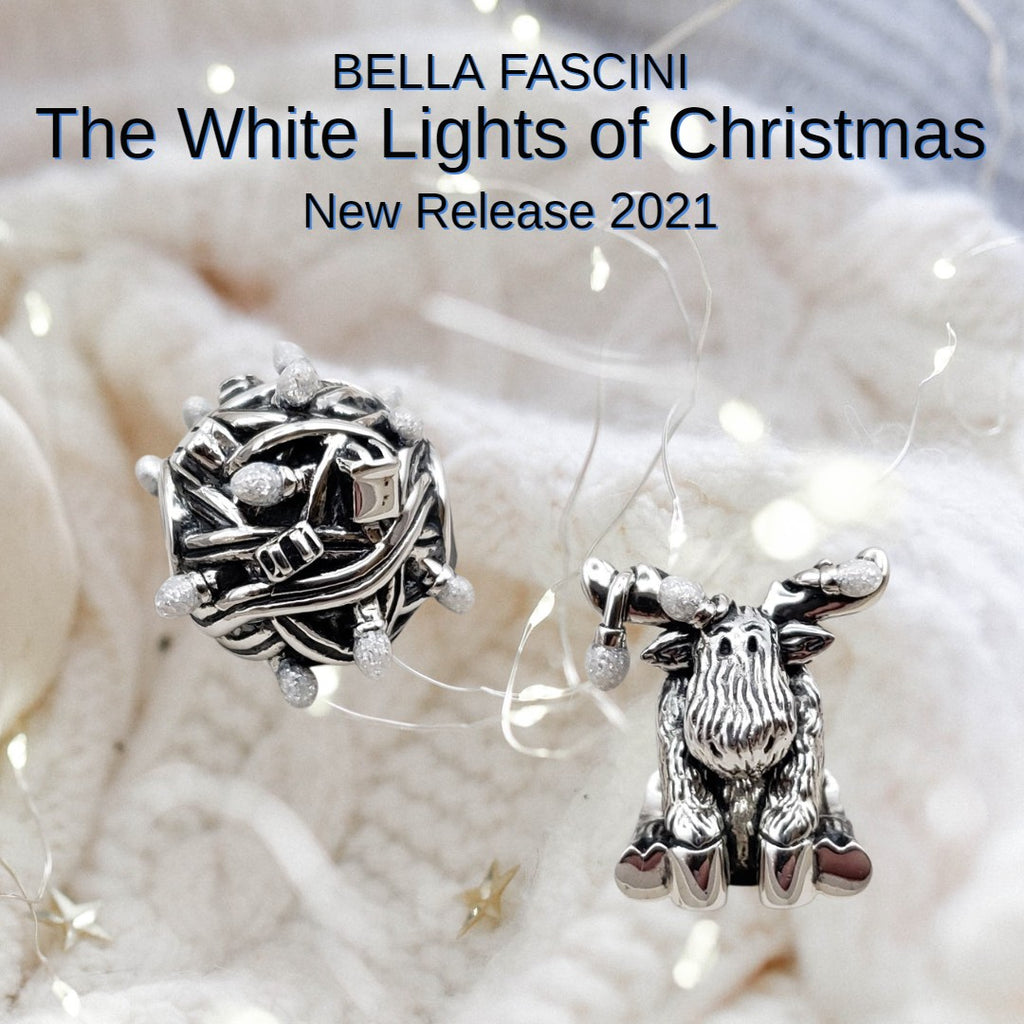 Tangled String of Christmas Tree Lights Luxe Color™ Enamel Bead Charm - WHITE SPARKLE