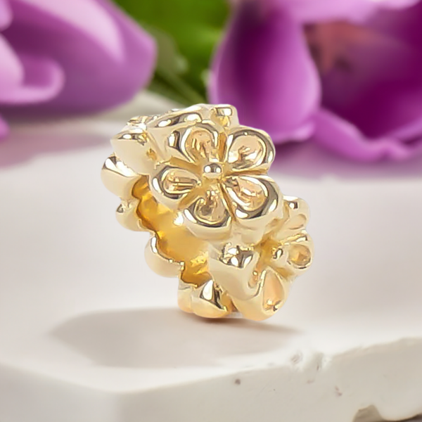 Spacer Bead Charm - 14K Yellow Gold Vermeil Flower Band