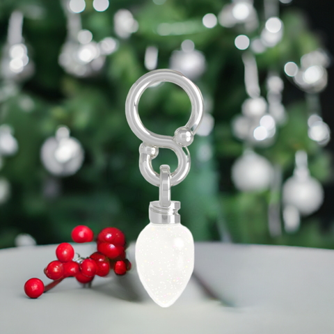 Christmas Tree Light Bead Charm - White Sparkle