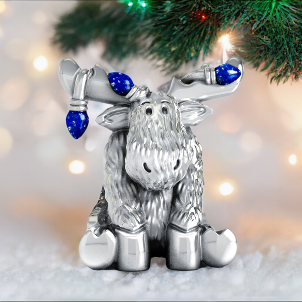 Christmas Moose String of Lights Luxe Color™ Enamel Bead Charm - Twinkle Blue
