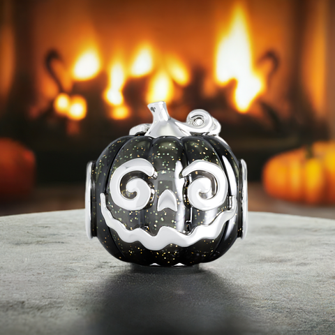 Halloween Pumpkin Black Magic Jack Luxe Color™ Enamel Bead Charm - Black Magic