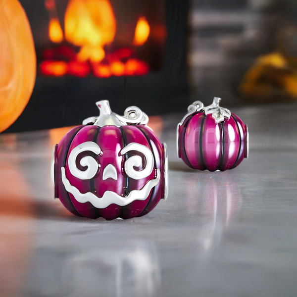 Halloween Pumpkin Jewel Luxe Color™ Enamel Bead Charm - Vivid Purple