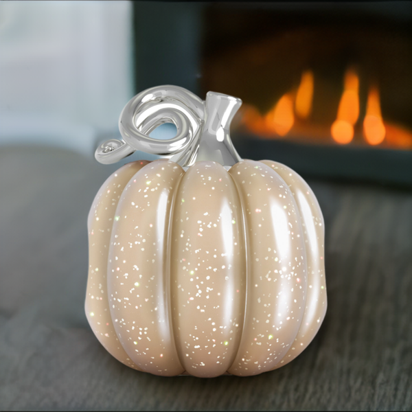 Fall Harvest Bead Charm - Gourd Pumpkin - Light Brown Sparkle