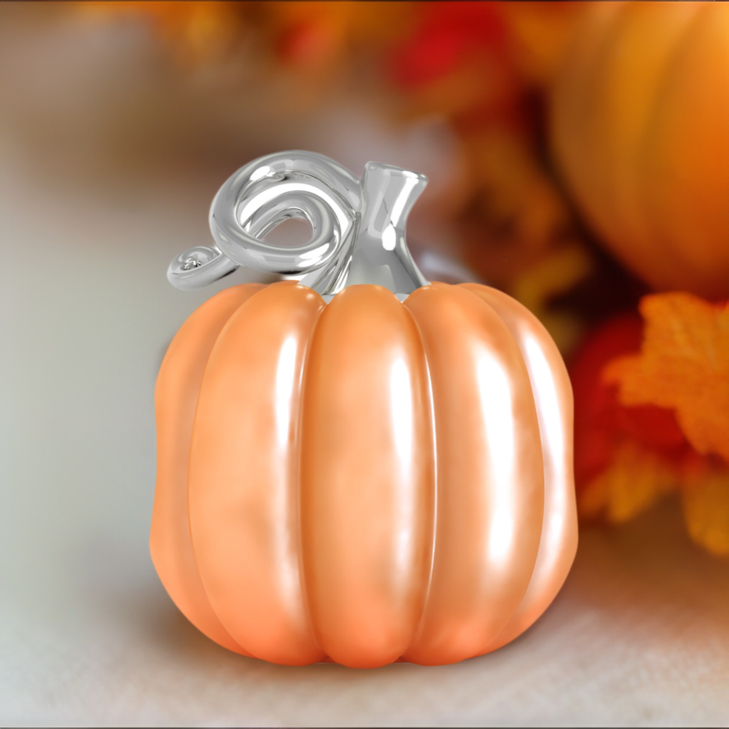 Fall Harvest Bead Charm - Gourd Pumpkin - Orange Pearlescent