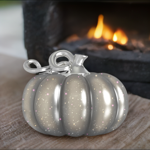 Fall Harvest Bead Charm - Gourd Pumpkin - Gray Sparkle