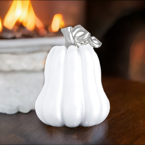 Fall Harvest Bead Charm - Gourd Pumpkin - Glossy White