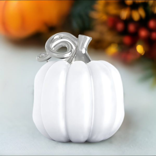 Fall Harvest Bead Charm - Gourd Pumpkin - White Glossy