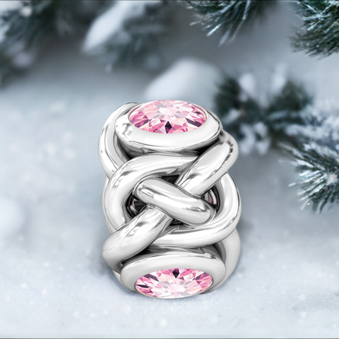 Celtic Knot Braid CZ Lights Bead Charm - Pink