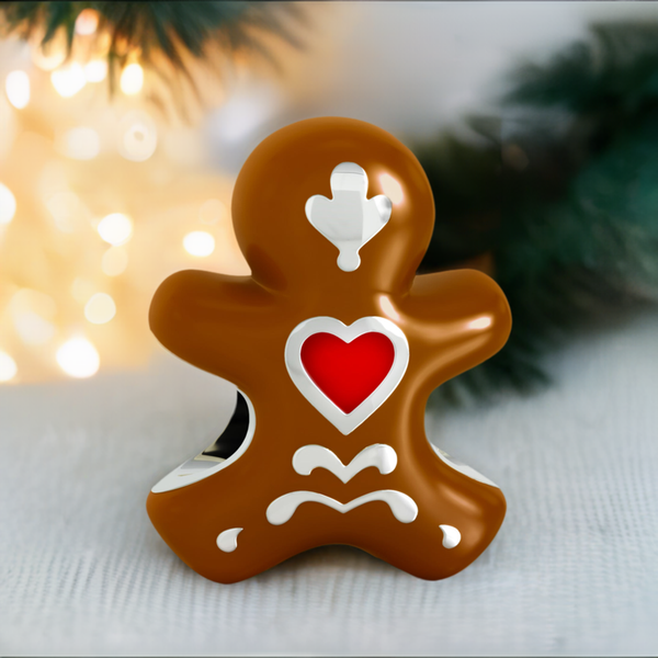 Gingerbread Man Bead Charm - Brown Pearlescent