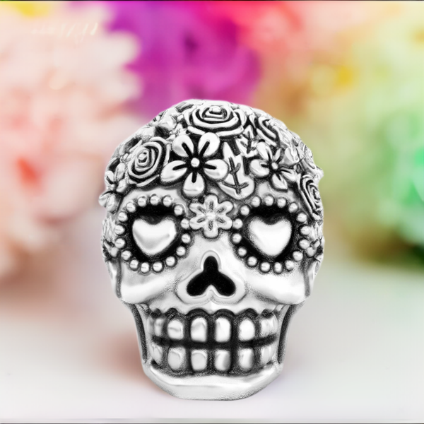 Dia de los Muertos Sugar Skull Bead Charm - Bouquet