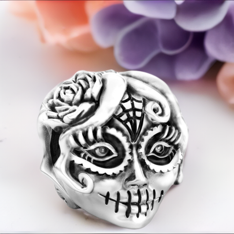 Bella Fascini Sugar Skull Muertos Halloween Charm Bead Fits Pandora