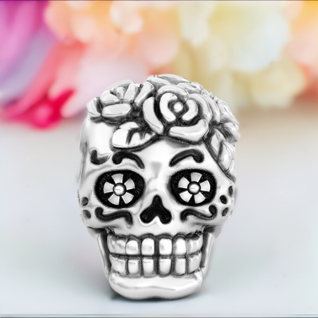 Bella Fascini Sugar Skull Dia de los Muertos Charm Bead Fits Pandora