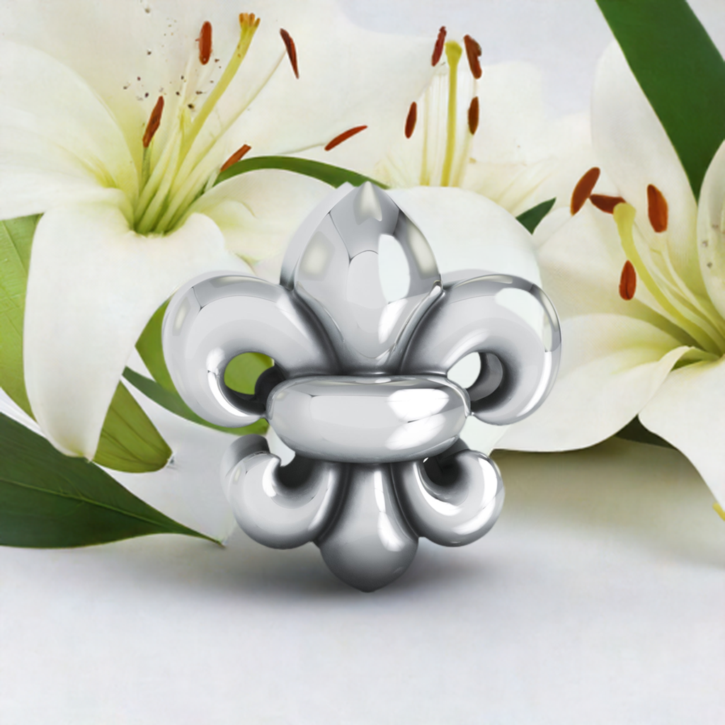 Fleur de Lis Focal Bead Charm Fits Pandora