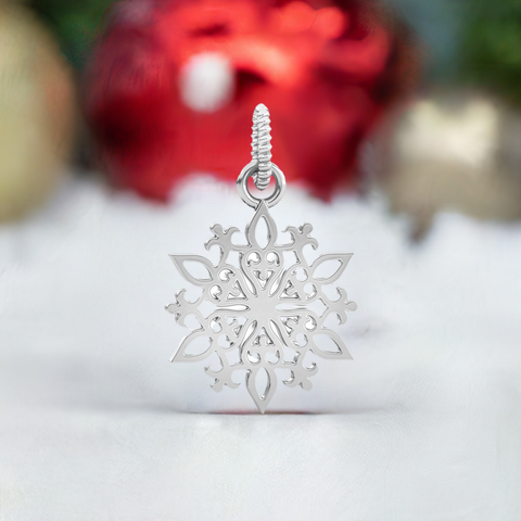 Queenberry Sterling Silver Snowflake Charm - 925 Silver European Style Bead Charm For Bracelets, Winter & Christmas Jewelry