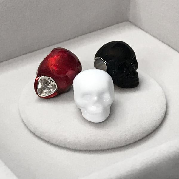 Enamel Covered Skull Bead Charm - Red Translucent