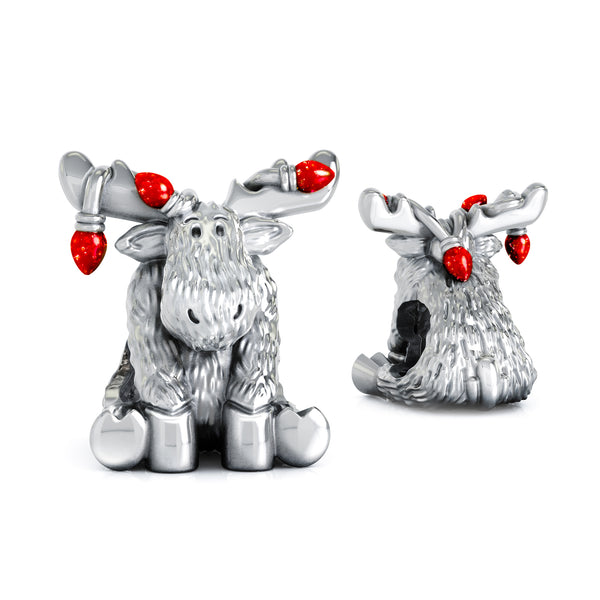 Christmas Moose String of Lights Luxe Color™ Enamel Bead Charm - Candy Apple Red