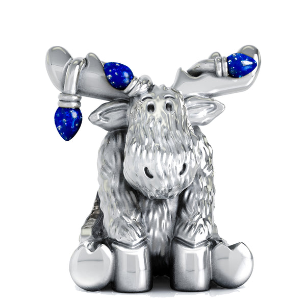 Christmas Moose String of Lights Luxe Color™ Enamel Bead Charm - Twinkle Blue