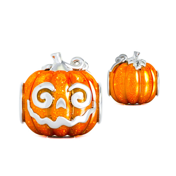 Halloween Pumpkin Jackie-O Luxe Color™ Enamel Bead Charm - Blaze Orange