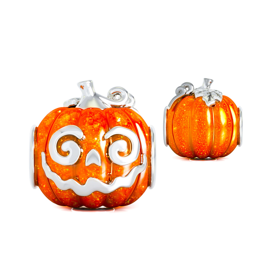 NEW Halloween Pumpkin Sister "Jill" Luxe Color™ Enamel Bead Charm - Creamy Orange Pearlescent