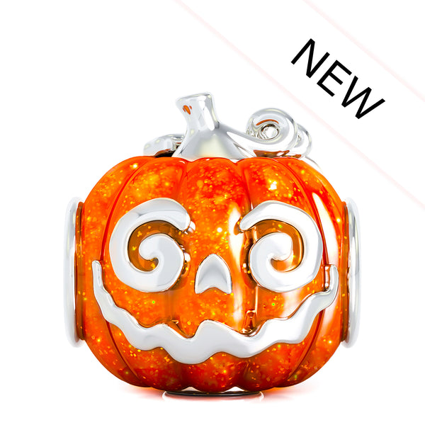NEW Halloween Pumpkin Sister "Jill" Luxe Color™ Enamel Bead Charm - Creamy Orange Pearlescent